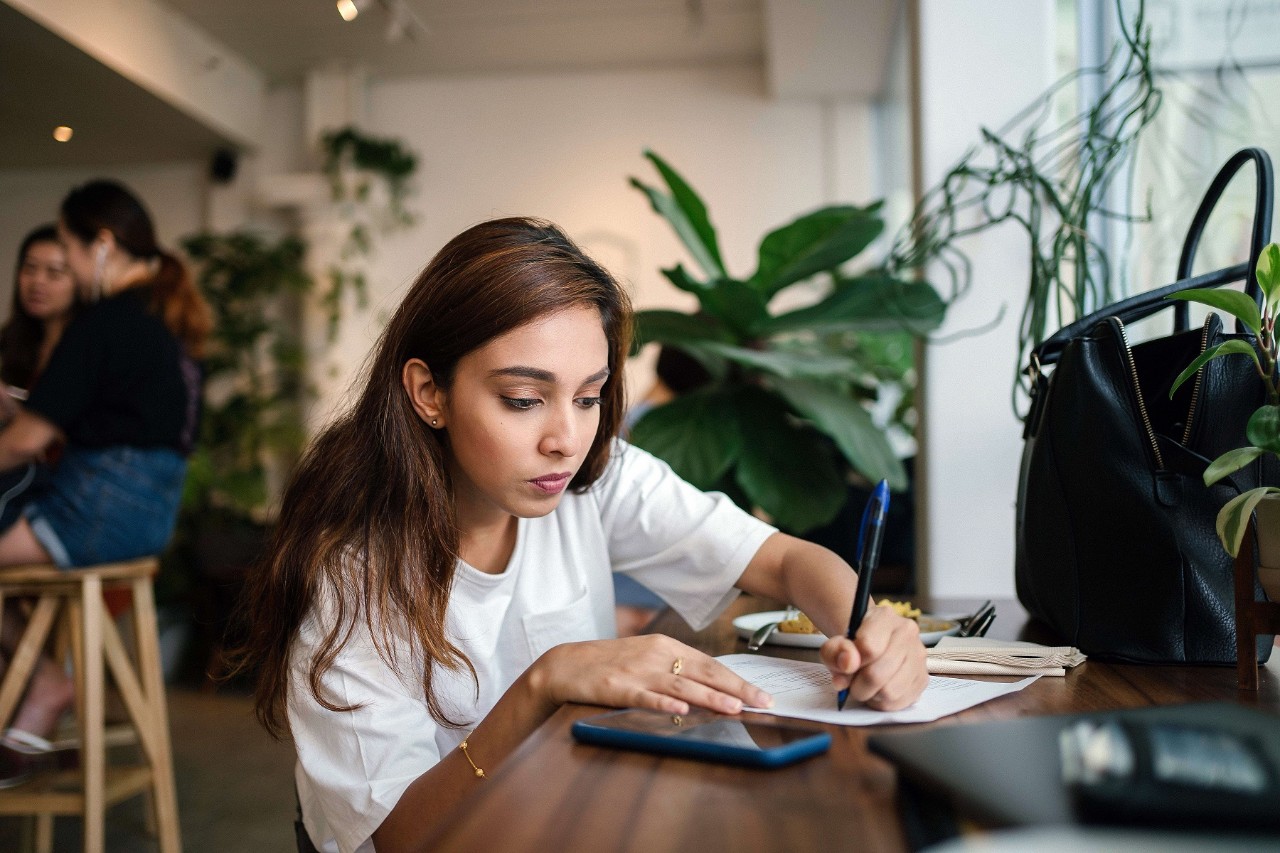 Lady doing financial calculations