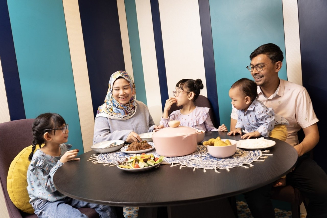 Family enjoying a meal together