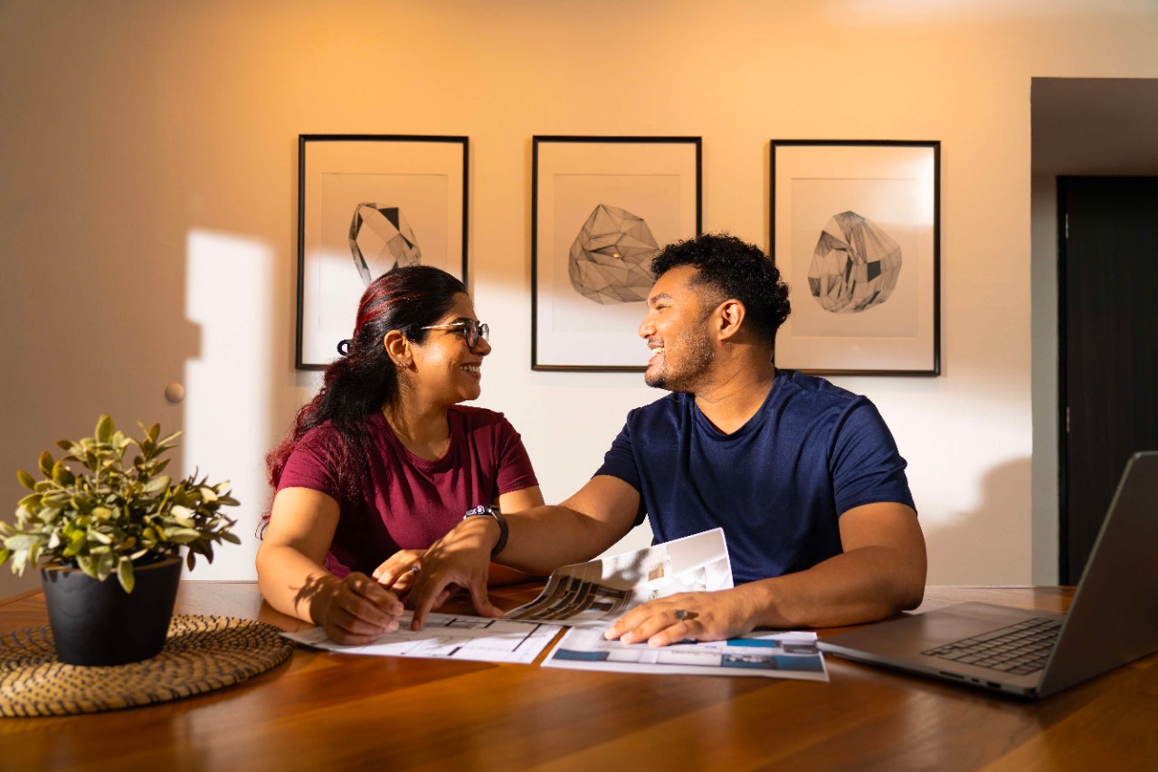 young couple planning their dream home